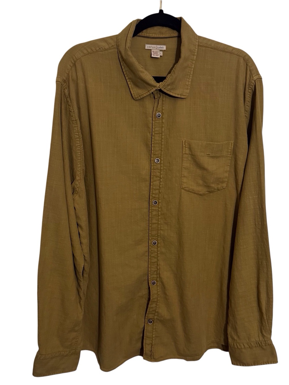 Carbon 2 Cobalt Size Large Brown Button Up Shirt Long Sleeve Cotton Casual
